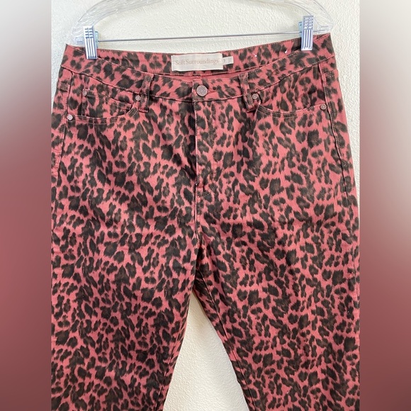 Soft Surroundings Jeans High Rise Leopard Skinny Brown Animal Print Pants 16 P - Picture 11 of 13